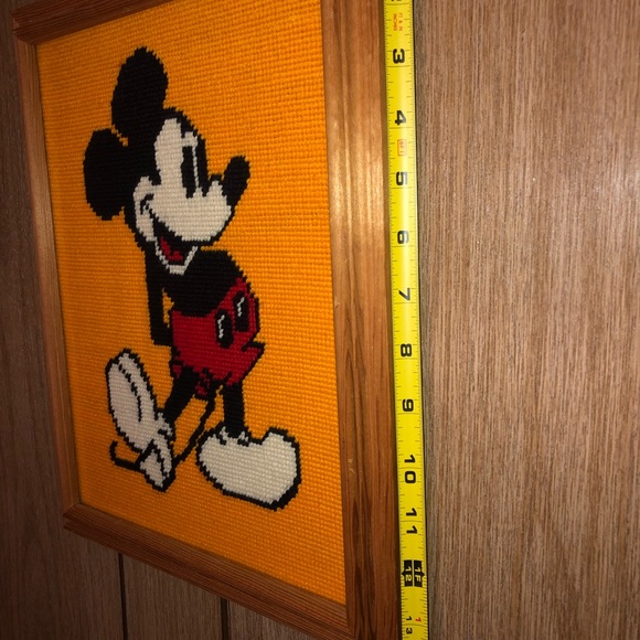 Disney Vintage Mickey Mouse Handmade Needlepoint Retro Handmade Framed Art - Picture 2 of 6
